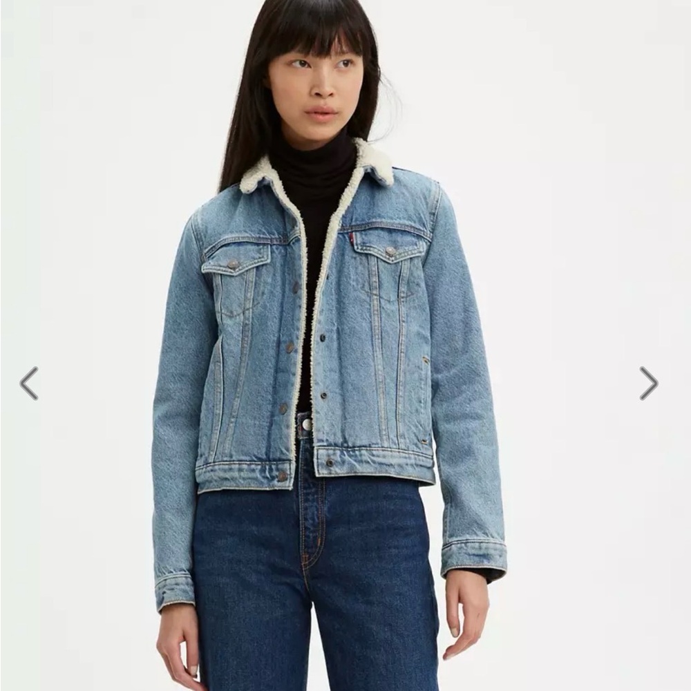 Levi’s Original Denim Sherpa Trucker Jacket Women’s Size Small